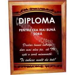 Diploma cu rama Pentru cea mai buna sora